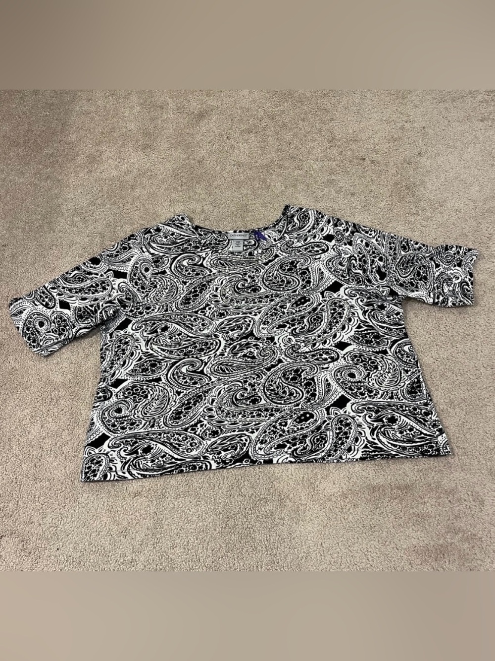 Catherines 3/4 Sleeve Paisley Print Top